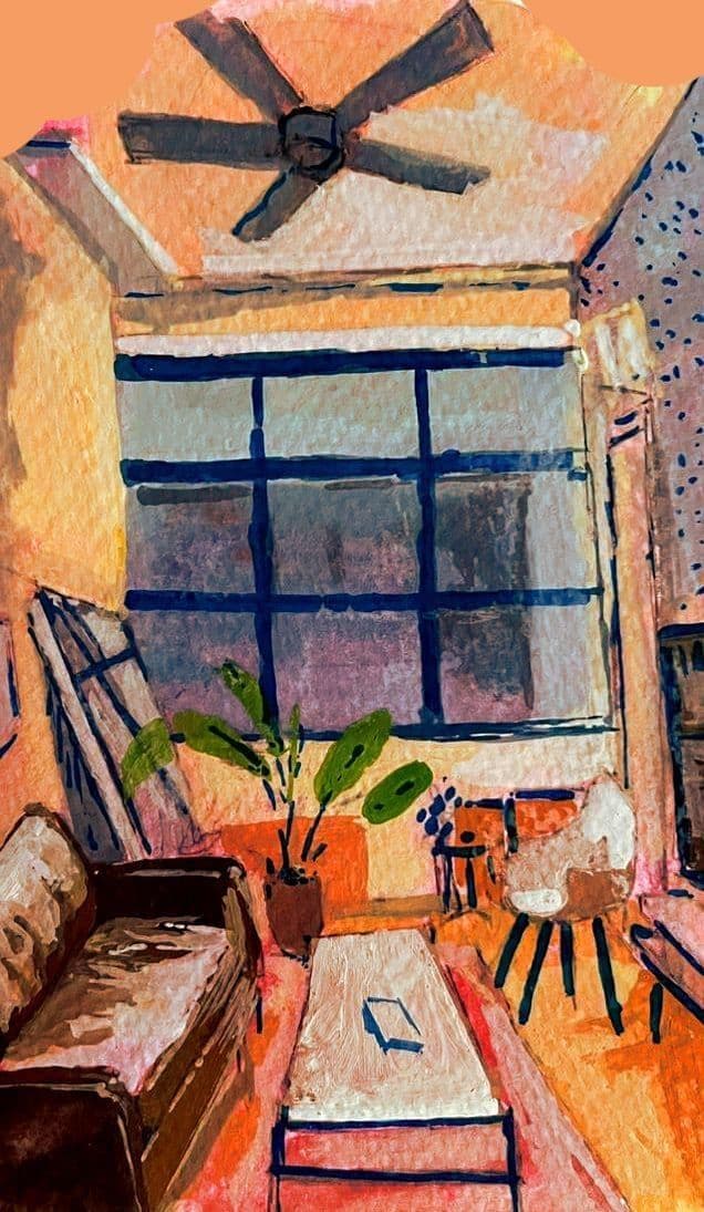 Warm peachy pink Living Room - free wallpaper