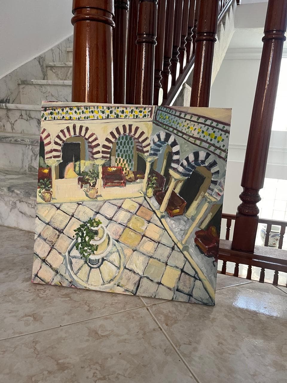 Tunisian Courtyard with Horseshoe Arches